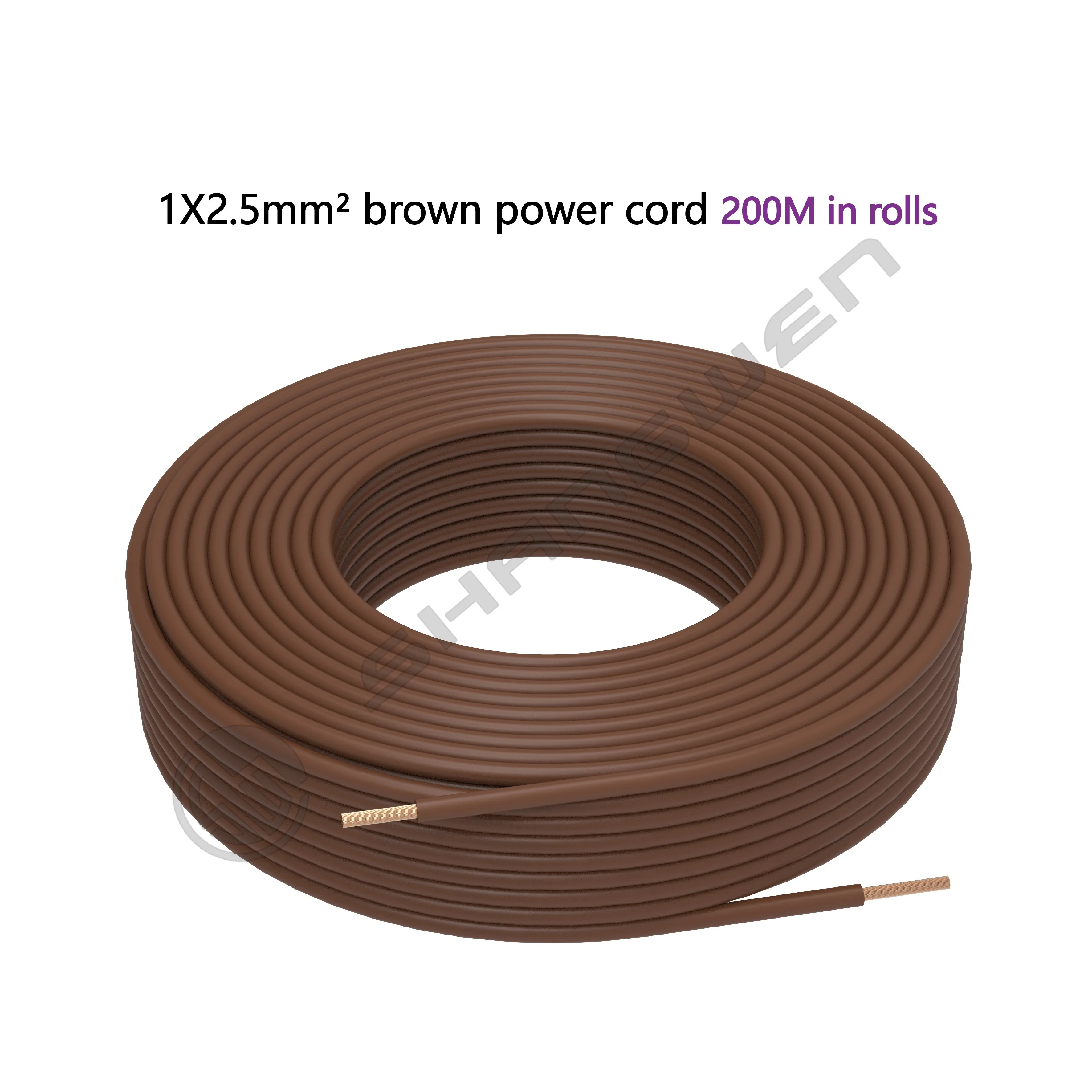 Power Cord 1*2.5mm² H07V-K CE CCC VDE RV Flame Retardant Insulation BC Bare Copper Core 450/750V Brown Single Core