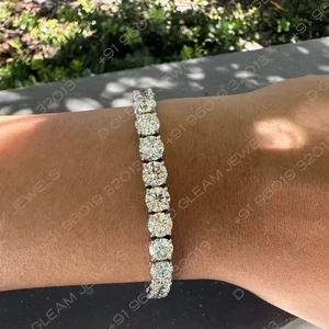 925 Silver Classic Style 20 Carat Moissanite Diamond Tennis Bracelet Unisex Handmade VVS Clarity Parties