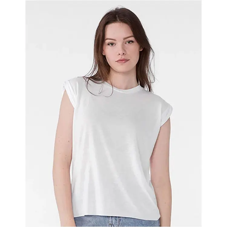 Bella Canvas Women's Flowy Muscle Tee T-Shirt with Rolled Cuffs