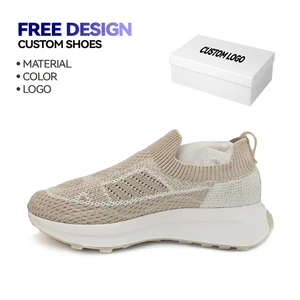 Women's Lightweight Breathable Slip-On Casual Sneakers Custom Logo Fly Knit Upper Anti-Slip Feature for Summer Autumn Walking