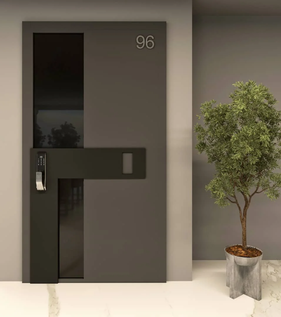 Modern UPVC Front Door with Polyurethane Finish and Glass Inlay