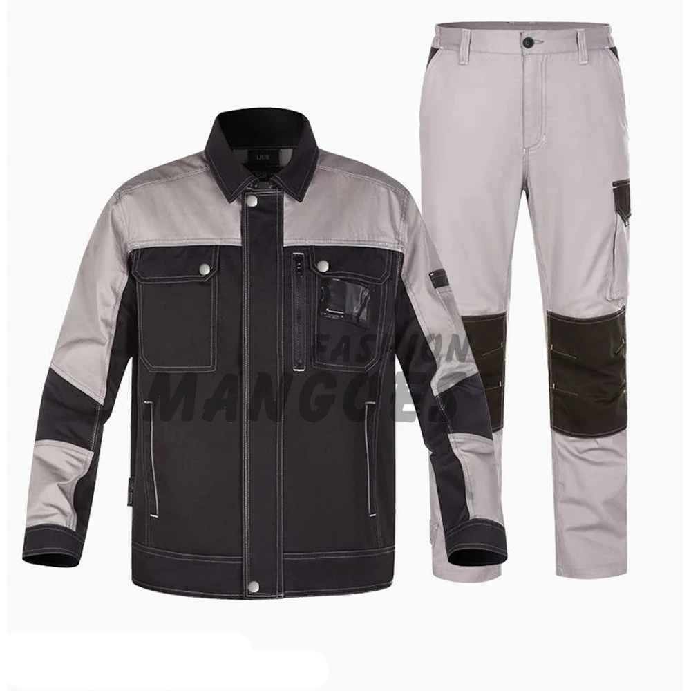 100% Cotton Work Uniforms - Workshop Cargo Suit Set Men - Durable Work Jacket Multi-Pocket Work Pants Welding Construction