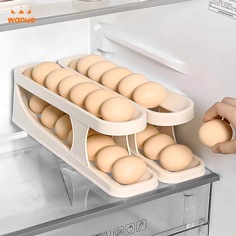 WANUO Şık Minimalist Yumurta Organizatörü 2 Katmanlı Plastik Yumurta Saklama Rafı Toptan Yumurta Organizatörü