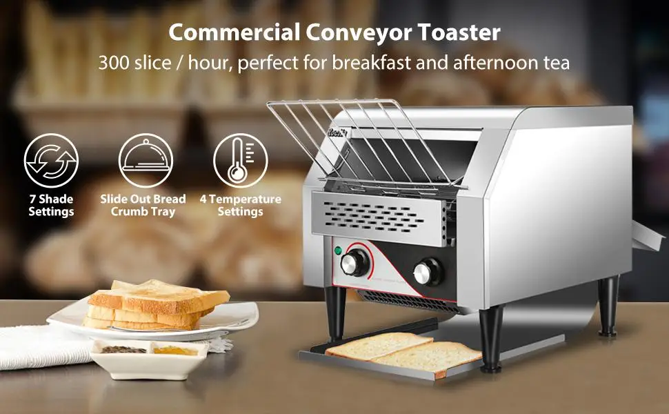 Wide Bread Conveyor Chain Toaster Commercial Electric Durable Stainless