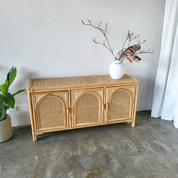 Best Selling Kitchen Furniture New Cabinet Model Rattan Storage Cabinets Factory Wholesale Price Handcraft