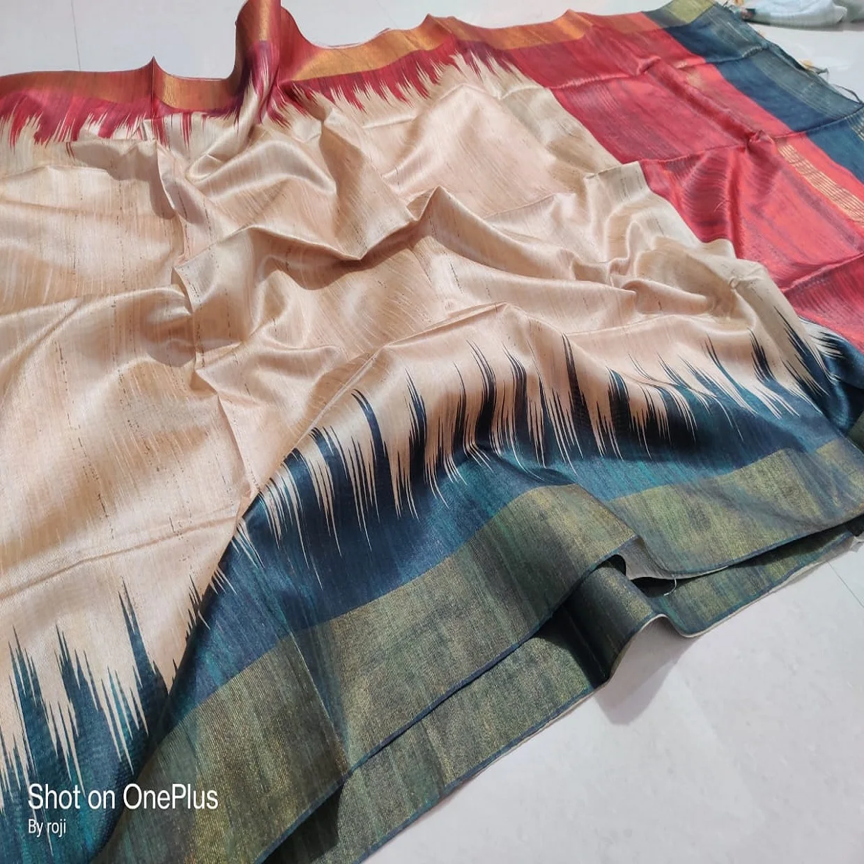 Custom Made Pishwas Saree Handcrafted Intricate Pattern Blend of Red and Shimmering Gold Hues. Ideal for Wedding and Party