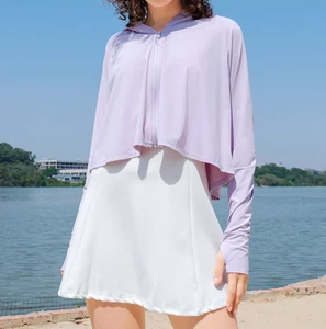 New Design Embroidered Autumn Sun Protection Breathable Skin Friendly Cropped Fishing Hoodie Women Outdoor UV Proof Lightweight