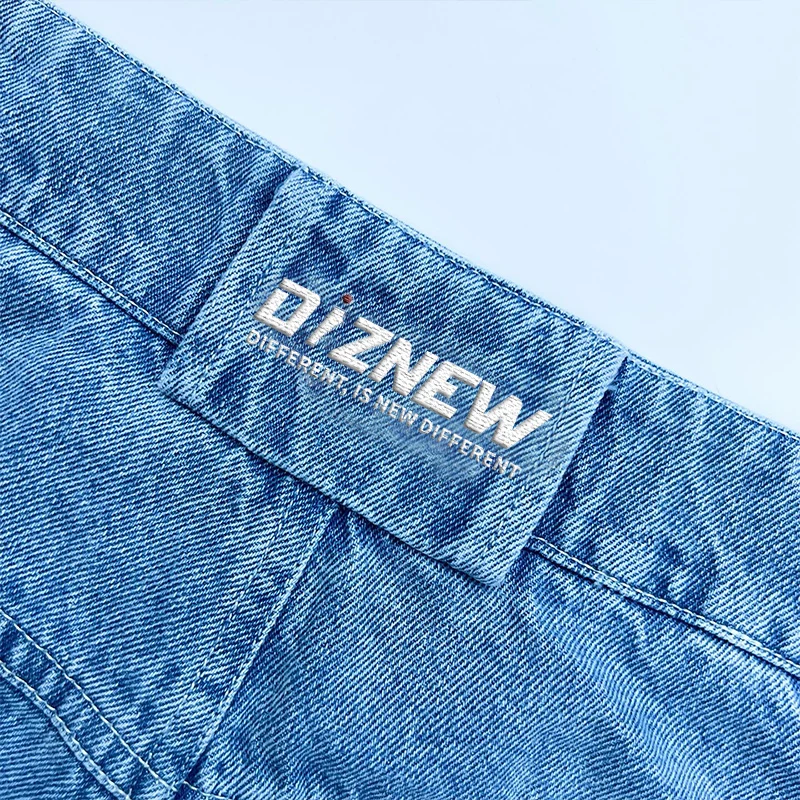 DiZNEW Wholesale High Street Hip hop Ripped Distressing Leather Under Patched Slim Designer Amiry Men Denim Jeans factory