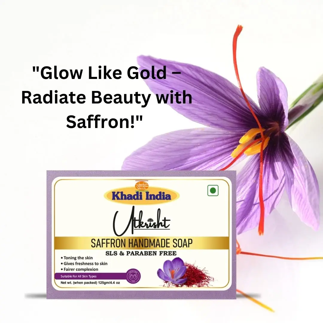 Utkrisht 100% Organic Handmade Saffron Soap Cold Processed Bar Essential Oils Anti-Acne Whitening Complexion Removes Dark Spots