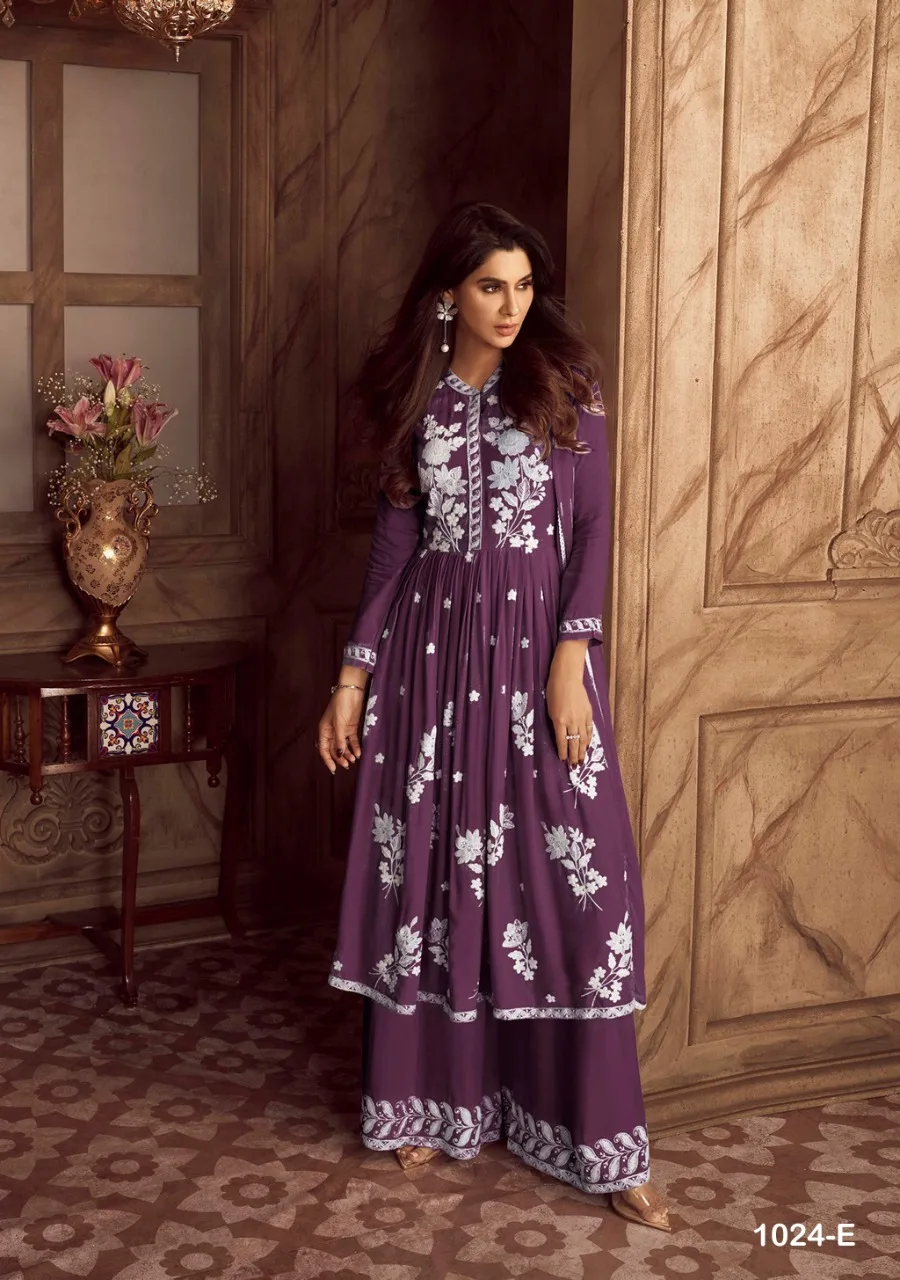 Islamic Pakistani Designer Rayon Embroidery Anarkali Kurti Palazzo Set for Womens Girls Wedding Party Function Wholesale Rate
