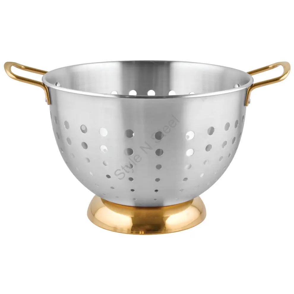 Stainless Steel Wholesale Premium City Colander With A Gold Handle 3