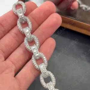 Hip Hop Men's Fine Jewelry VS Diamond & Moissanite Bracelet 925 Silver Trendy Style Classic Party Charm Perfect Gift Idea