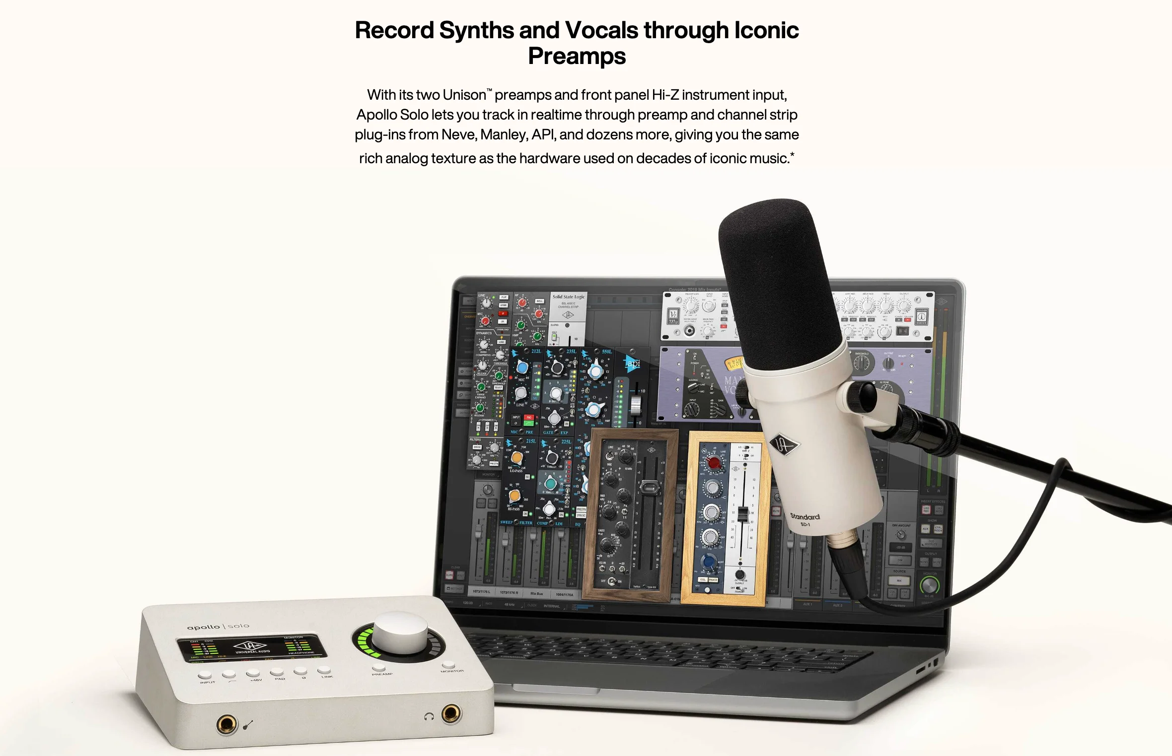 Universal Audio Apollo Solo Thunderbolt Sound Card,Record Audio