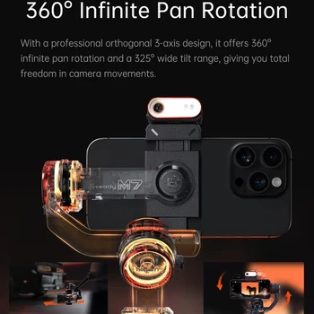 Hohem M7 Cell Phone Gimbal Stabilizer 3-axis Anti-Shake Stands Extendable Selfie Stick for Live Vlog detail image