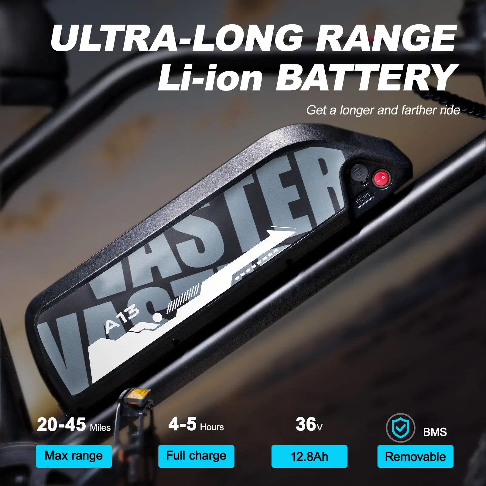 AVDL BIKE A13 Adult Electric Mountain Bike with Removable 800W for Motor 16-inch Thick Tire Wide Seat Front Fork