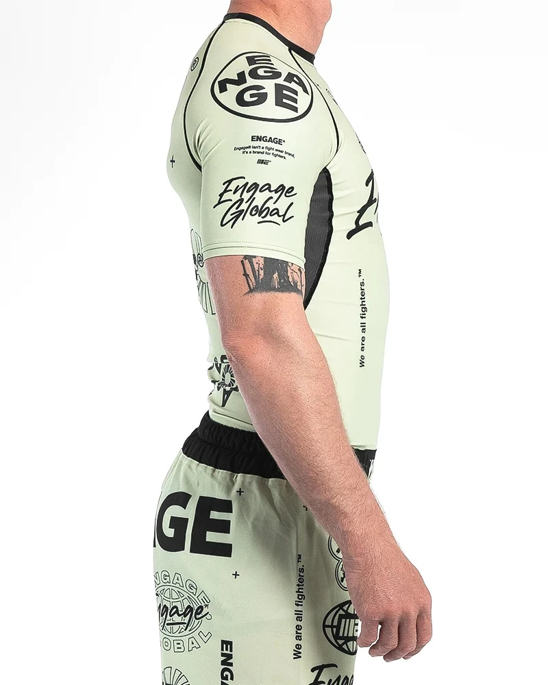 Custom Printed Rash Guard Sublimation Printed Rashguard Mma Rushguard Bjj OEM Mma Rashguard for Men Short Sleeve Rash Guard