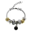 Bracelet délicat pour femme en laiton plaqué or blanc 18 carats noir