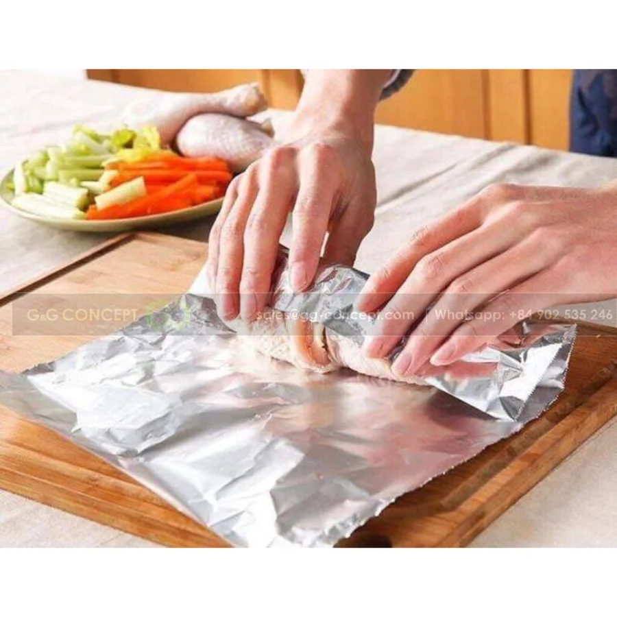 Household Cooking Aluminium Foil Paper for Kitchen Wrapping Food - China Aluminum  Foil Roll, Food Aluminum Foil