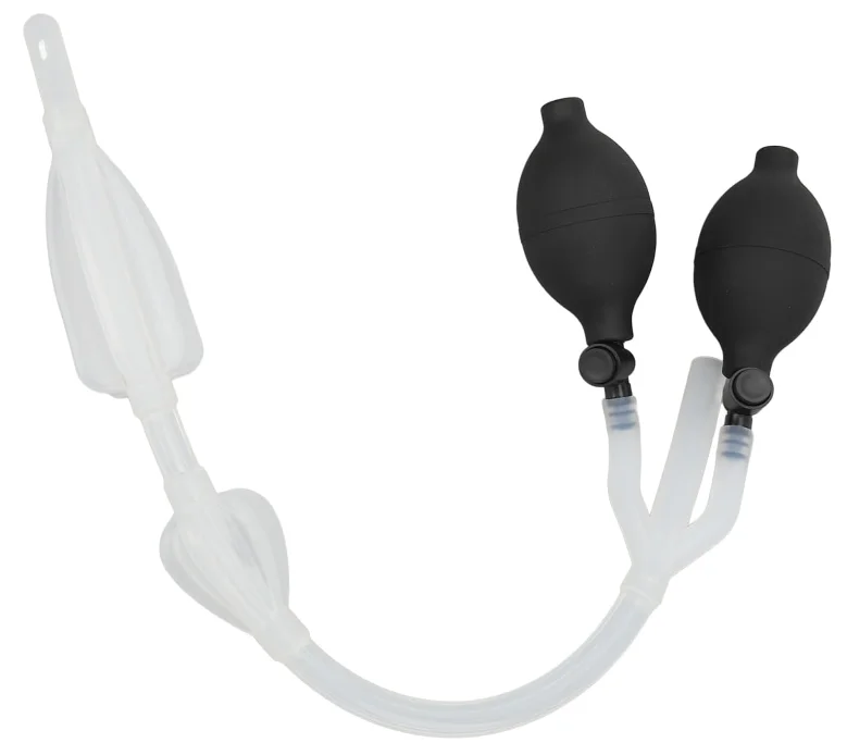Double Bulb Inflatable Enema Bulb & Plug - Anti-Backflow Design, Elastic Material, Safe for Personal Use