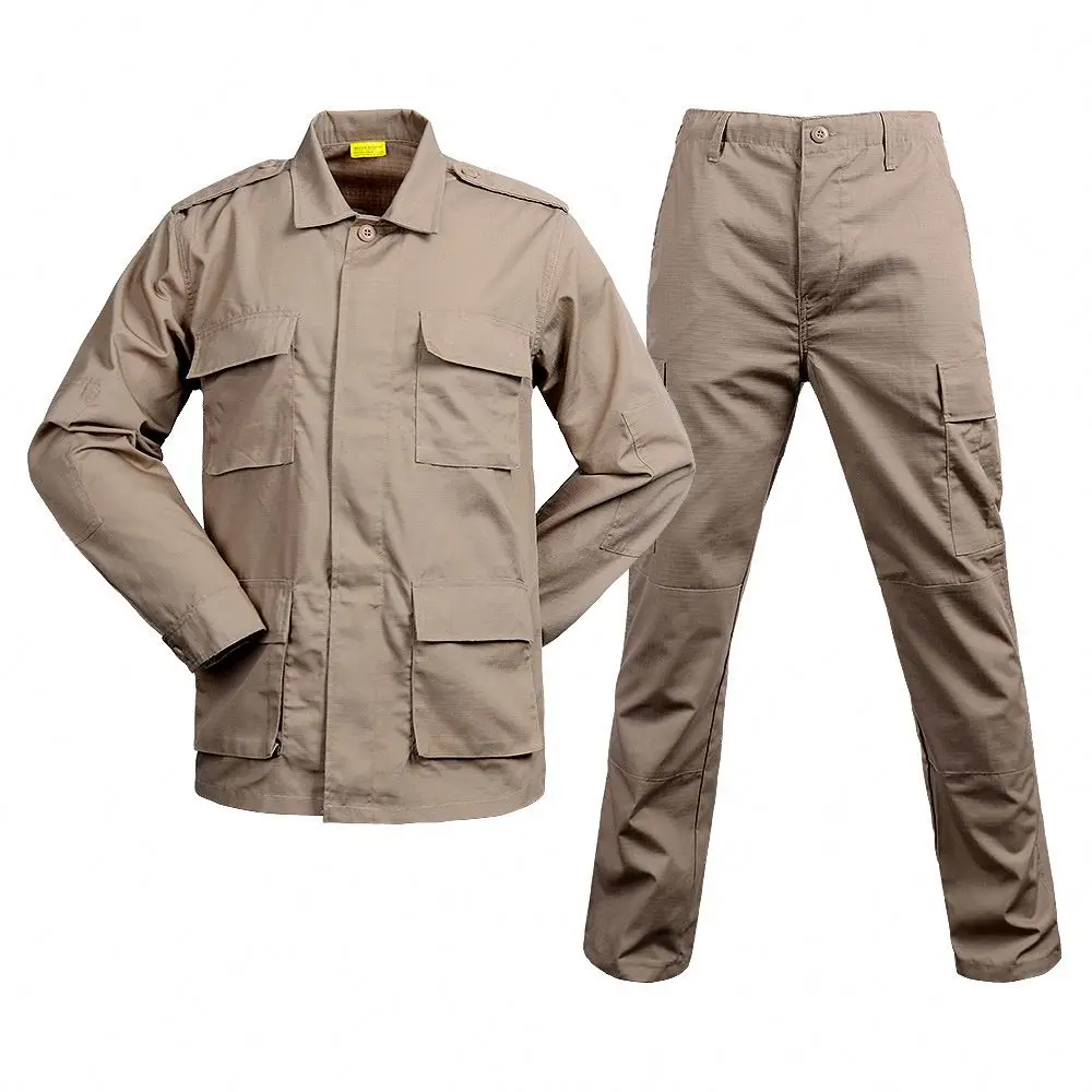 Hunting Camo Polyester Combat Suit Outdoor Men Shirt and Pants Set Camouflage Security Guard Tactical Uniforms