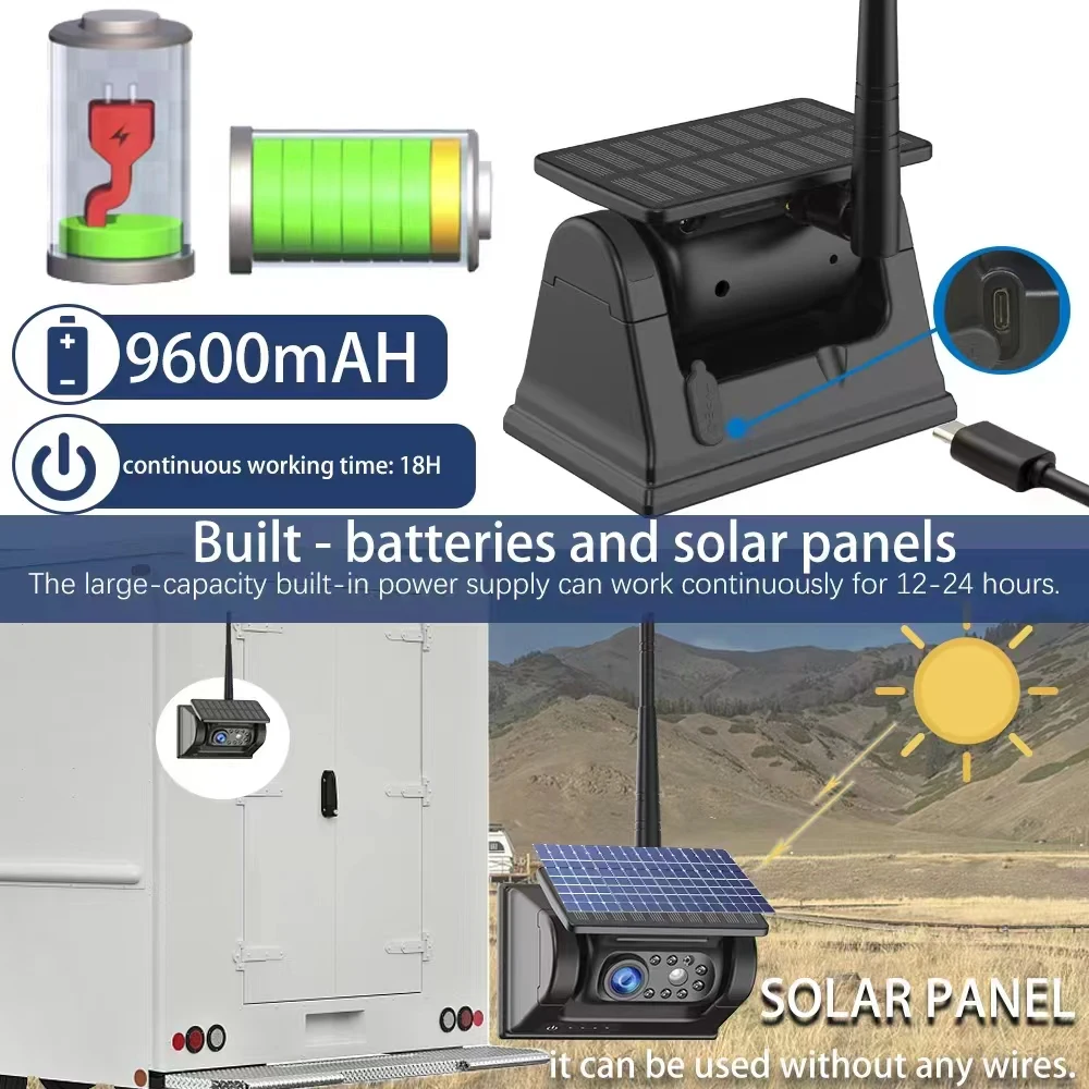 Magnetic  Solar Wireless Backup Camera for Mobile Wifi App  IP68 Support for HD 850 Reverse Camera for Car Truck Van RV Etc