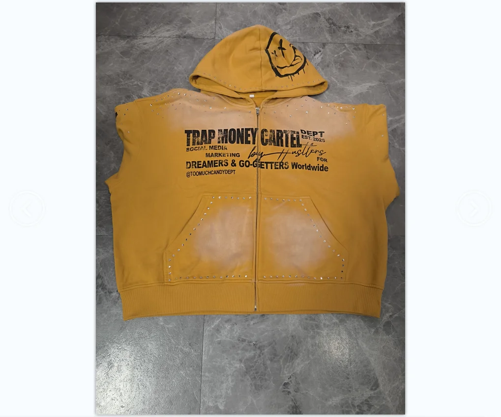 2025 Custom Streetwear, 100% Cotton,  Loose Zip-Up Hoodie, Distressed, Fade, and Acid Washed. manufacture