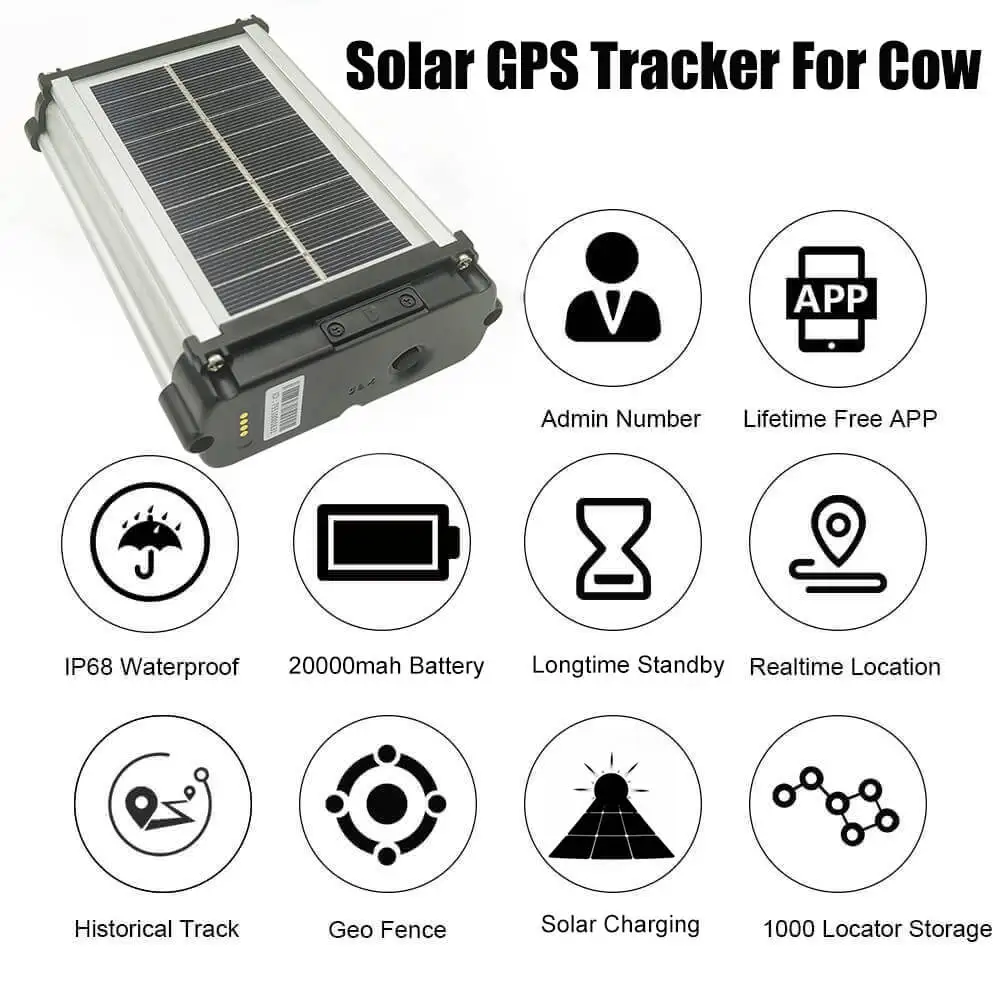 Long Stand-by Waterproof Solar GPS Tracker Anti-lost Alarm APP Control For Animal Sheep Cow Horse Tracking Device Locator