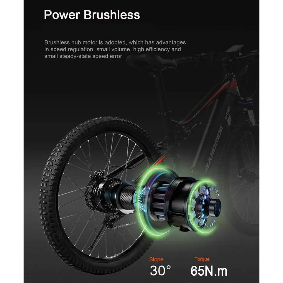 RANDRIDE YS90 Electric Mountain Bike 13.6A Battery with 500W/1000W Motor Full Suspension Aluminum Alloy Frame Max Speed 50KM/h