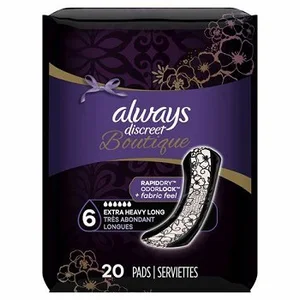 Always Discreet 39 Count x 3 Packs Incontinence Pads for Women Long Length Maximum Absorbency Breathable Cloth Material