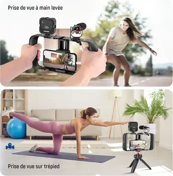 NEEWER PA004 HANDHELD SMARTPHONE VIDEO CAGE RIG WITH LIGHTING&MICROPHONE&TRIPOD KIT detail image