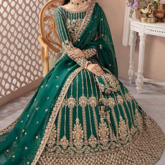 slim fit dress slacks Pakistani Sea Green Bridal Lehenga Dress Online for Bride – BridalLehenga main image 1