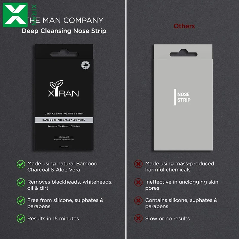 Private Label Men Charcoal Nose Strips With Aloe Vera Deep Cleaning