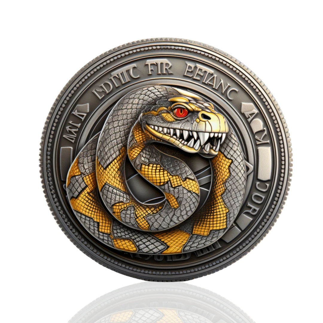 Custom Python Snake 3D Metal Challenge Coin - STAR LAPEL PIN