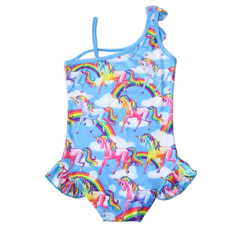 Oem Service Girls One Piece Swimsuit Printed Baby Swimwear Summer