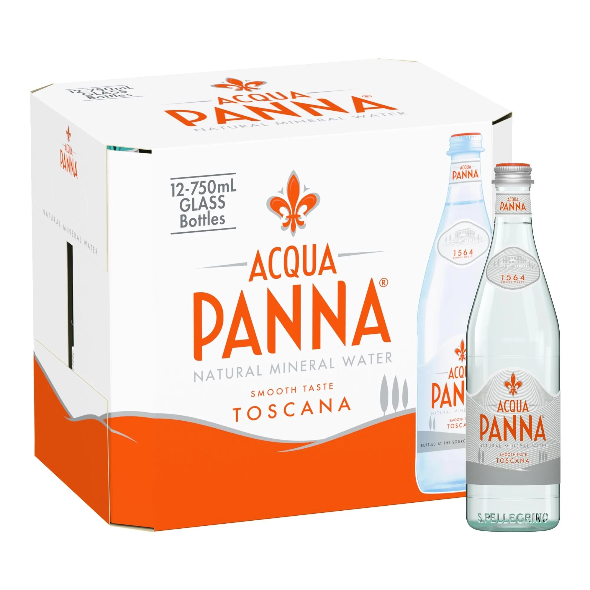  Acqua Panna Natural Spring Water, 750ml Glass 12