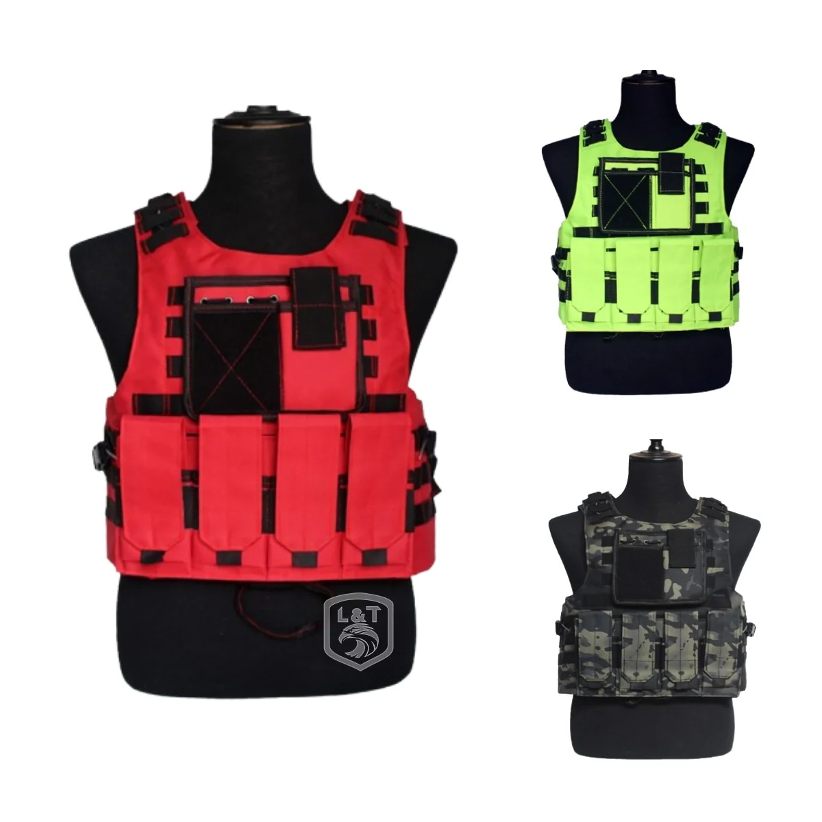 Red Tactical Vest Molle Reflective Tactical Vest Multi-pouches Wear-resist Multi-color Outdoors