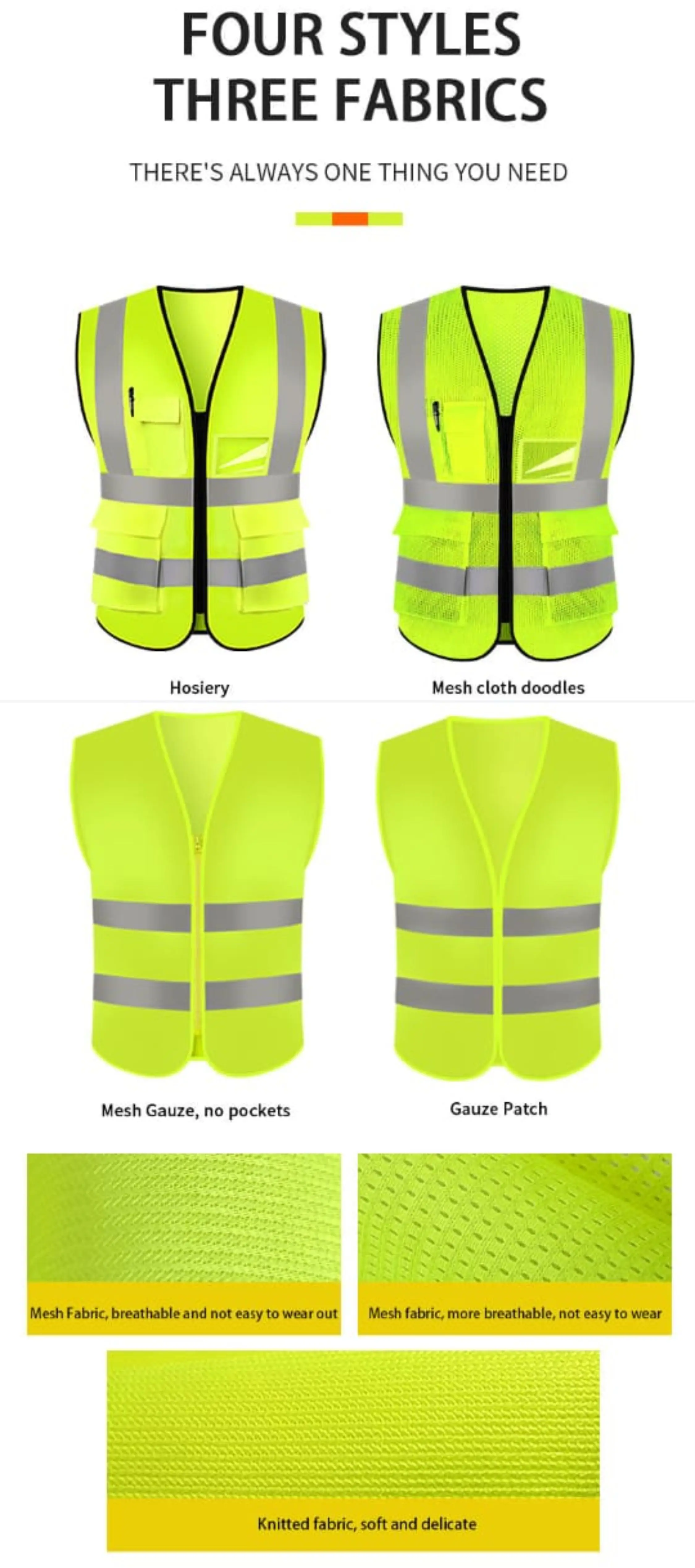 Safety Vest Fluorescent Color Vests Construction Site Breathable Reflective Clothing