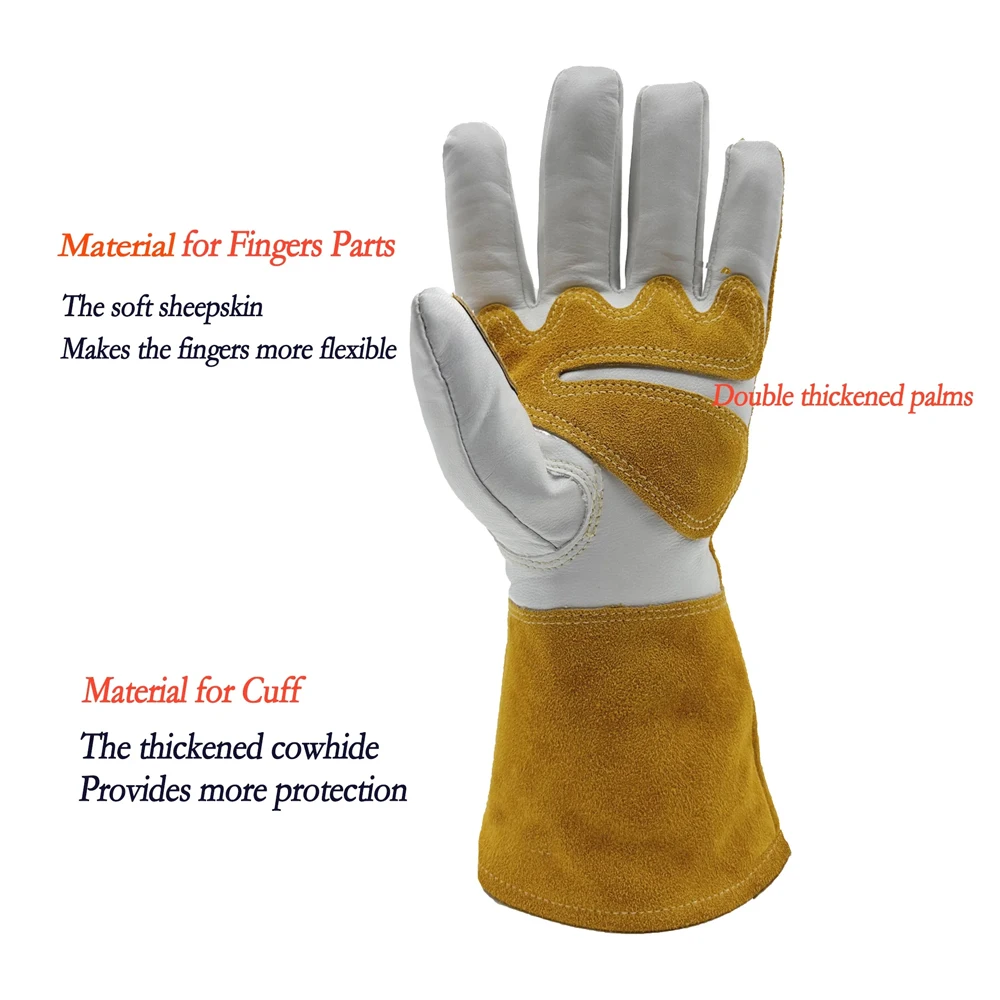 Мужские перчатки для сварки MIG с логотипом под заказ износостойкие кожаные ежедневного использования и работы