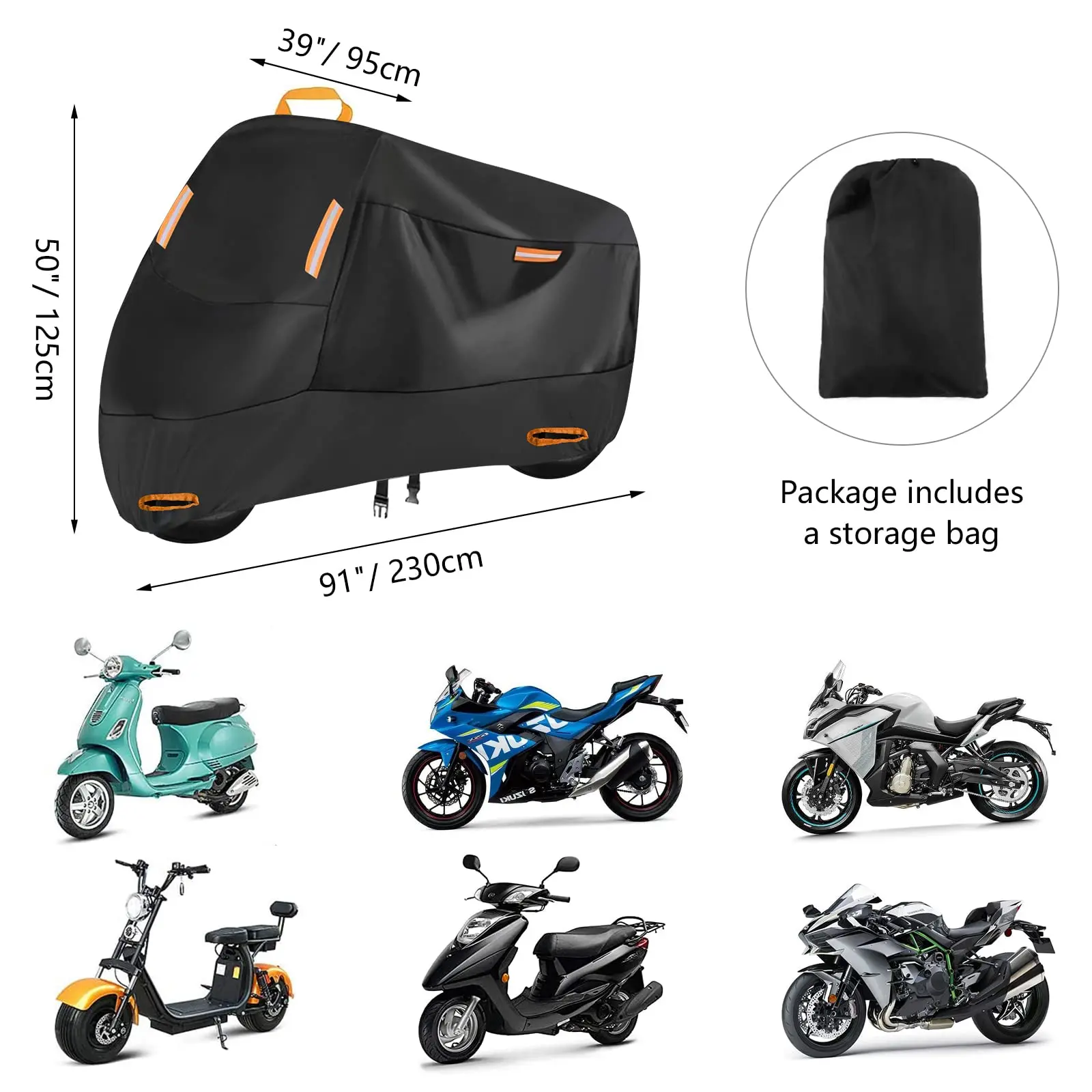 High Quality Waterproof Motorcycle Cover Can Lock Outdoor Motorbike