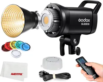 Godox SL60IIBi SL60II-Bi LED Video Lights,2800K-6500K,CRI96 + TLCI97 +,Builtin 11 FX Effects,Ultra Silent Fan for Newborn