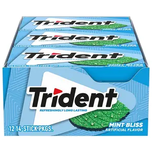 Wholesale Tridents Wild Blueberry Twist Sugar Free Gum, Made Xylitol, 12 Packs of 14 Pieces
