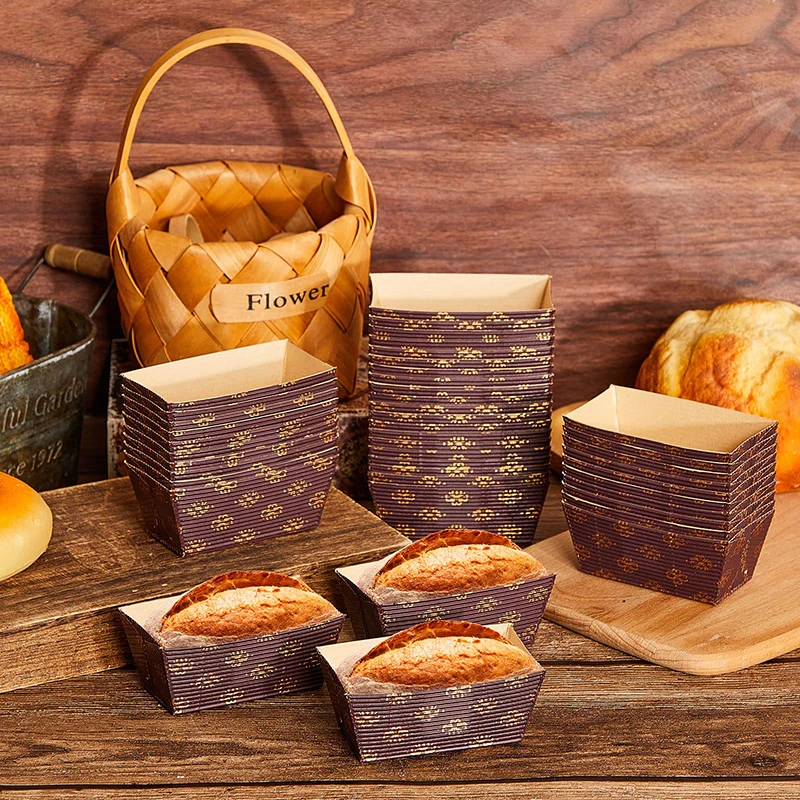 Disposable Paper Baking Mini Loaf Pans Rectangle Paper Case Loaf