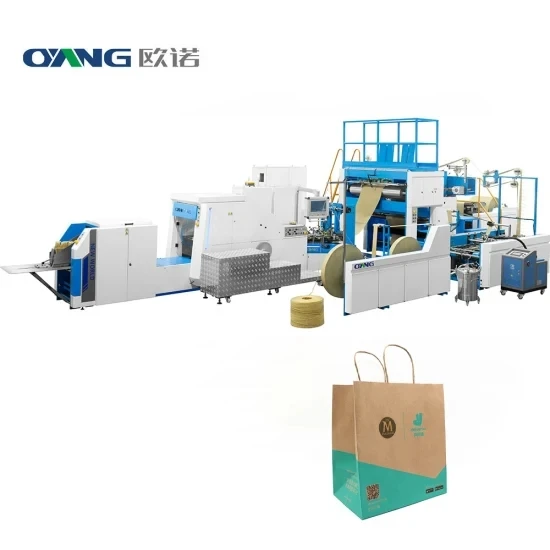 Ounuo New Design Fully-automatic square Bottom Twisted Paper Rope Handle Making Machine Paper Bag Making Machine