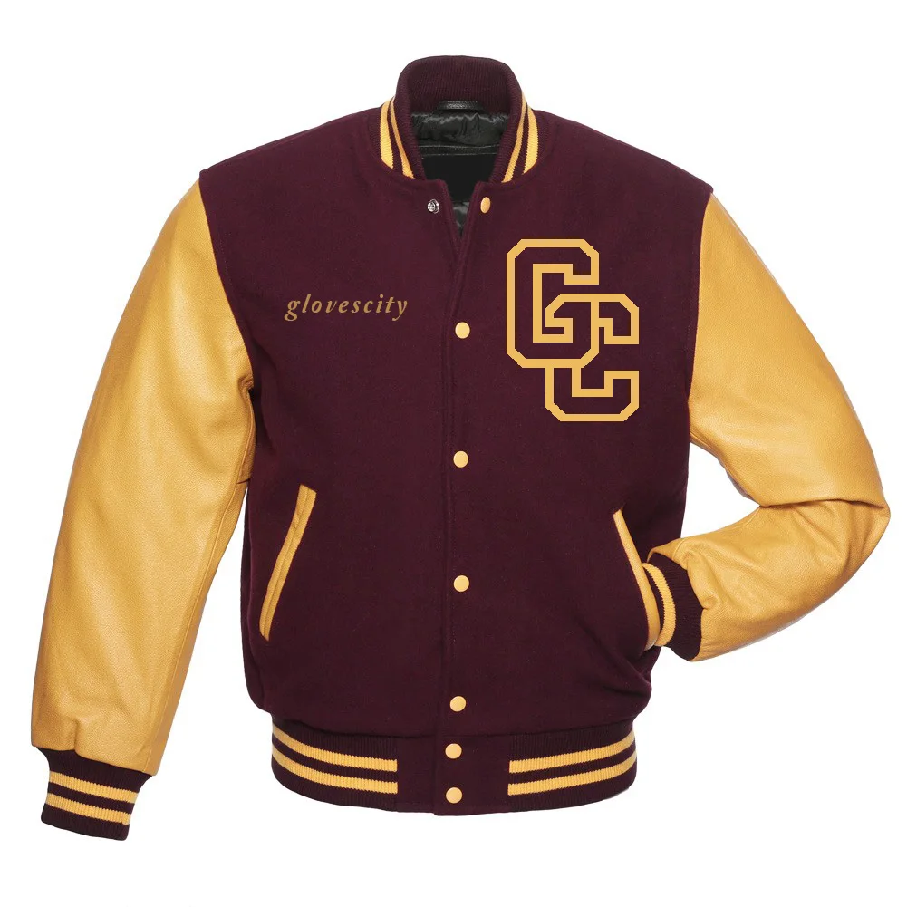 Custom Men's Varsity Letterman Jacket in Royal Red & Yellow Wool