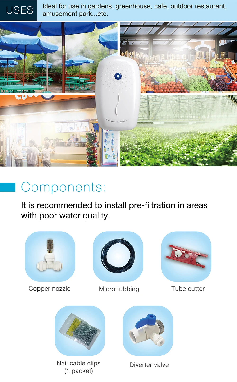 Fine Mist Sprayer Misting System With Electric Power Sprayer Function
