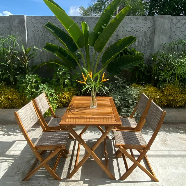 Promotional Rattan Mix Wood Dining Set Modern Patio Furniture Buy