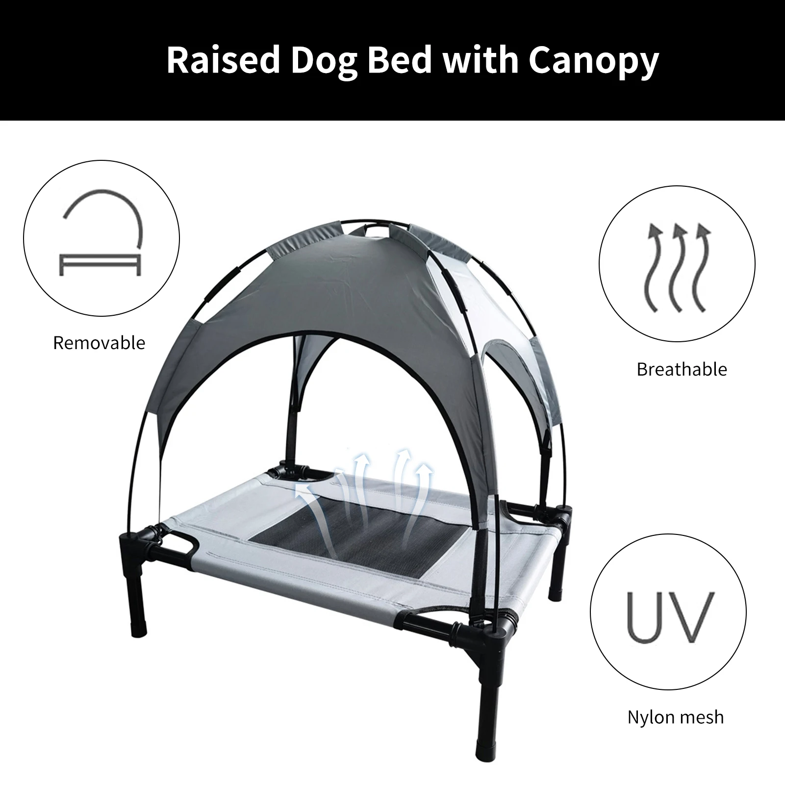 Outdoor Dog Bed With Canopy Elevated Dog Bed With Removable Canopy
