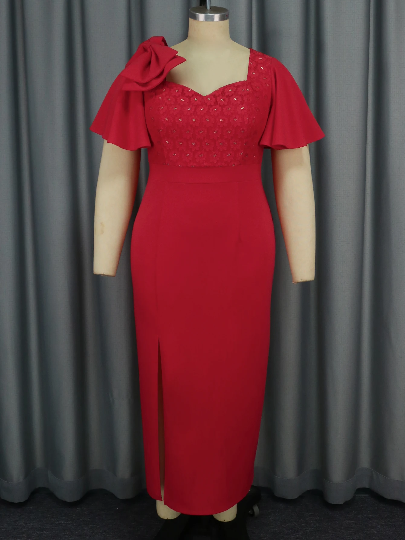 balenciaga asymmetric dress Red Mesh Ruched One Shoulder Asymmetric Dress main image 0