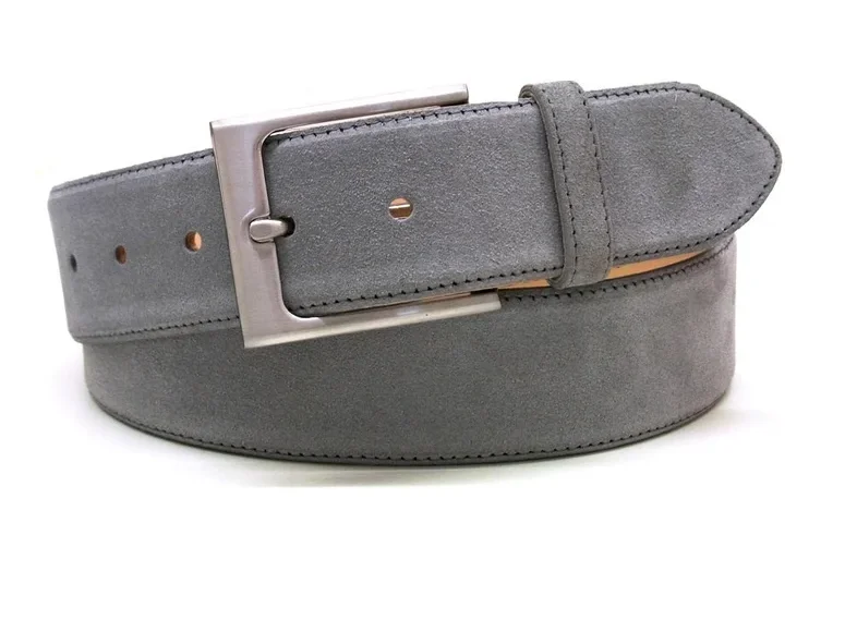 Men's Suede Blue Jeans Belt with Satin Buckle 4cm Width Genuine Leather Steel Buckle for Men Women and Kids Pakistan Gift