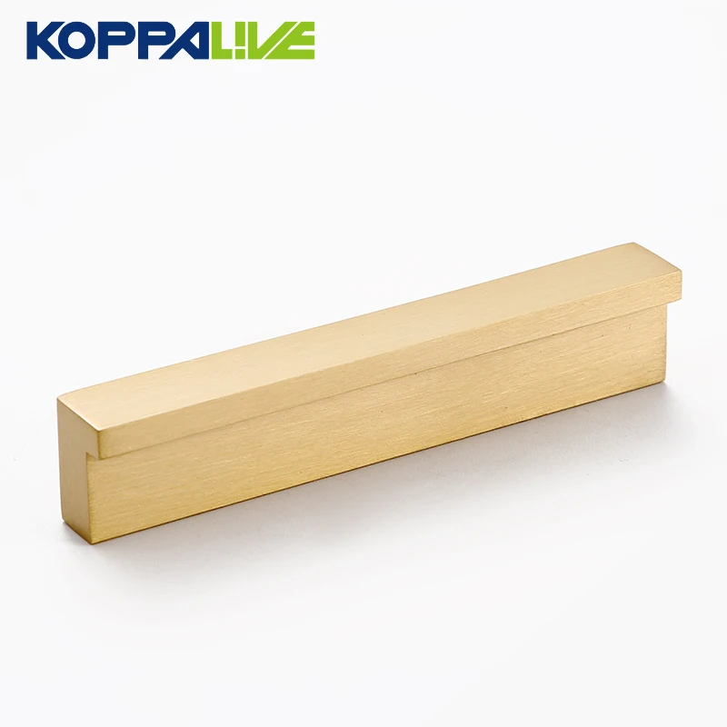 Koppalive Brushed Solid Brass Kitchen Cabinet Door Handles Cupboard Knobs L Shape Drawer Finger Pulls Wardrobe Closet Handle